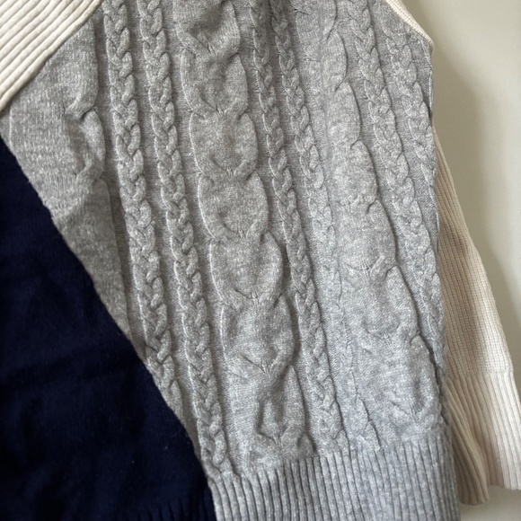 Cyrus Colorblock Patchwork Sweater – Cream, Grey, Blue – Large - Picture 10 of 11